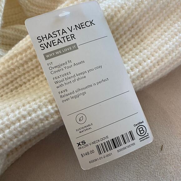 Athleta NWT Shasta V-Neck Sweater Wool Blend Ribbed Knit Size XS Dove Tunic - Picture 5 of 10